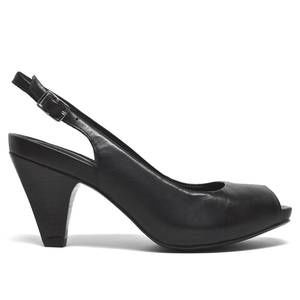NEW CHELSEA JONES women's sling mid heels in black leather
